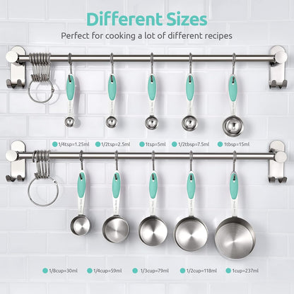 Metal Measuring Cups Spoons Set, Upgraded Handle, 10Pcs, Multicolor