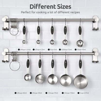 Metal Measuring Cups Spoons Set, Upgraded Handle, 10Pcs, Multicolor