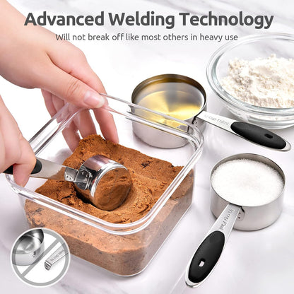 Metal Measuring Cups Spoons Set, Upgraded Handle, 10Pcs, Multicolor