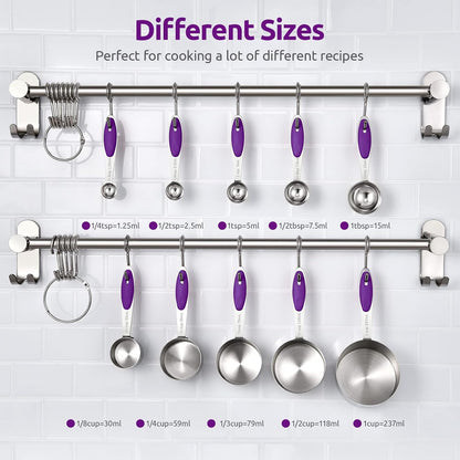Metal Measuring Cups Spoons Set, Upgraded Handle, 10Pcs, Multicolor