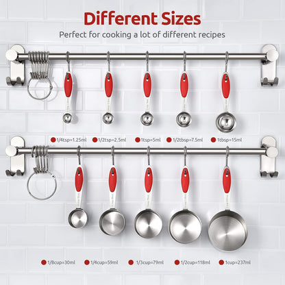 Metal Measuring Cups Spoons Set, Upgraded Handle, 10Pcs, Multicolor