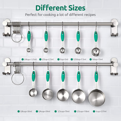 Metal Measuring Cups Spoons Set, Upgraded Handle, 10Pcs, Multicolor