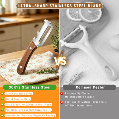 3PCS Multifunctional Vegetable Peeler, 3 in 1 kitchen gadgets, With wooden handle & bottle opener and grater, for potatoes garlic sugarcane carrots and other vegetables or fruits