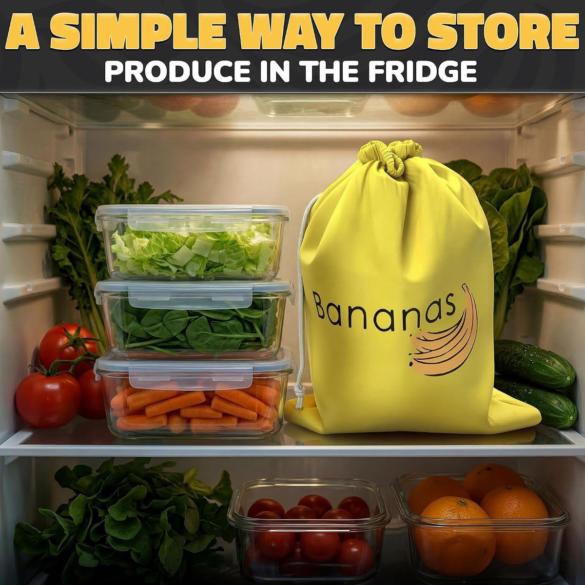 Reusable Banana Bag, 13.8 x 11 In, Nylon Body with Aluminum Lining