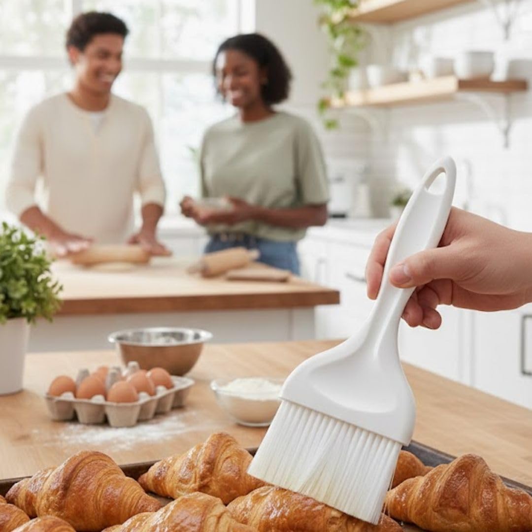 4” Flat Nylon Pastry Basting Brush with Plastic Handle Set of 2- Easy to Clean Pastry Brush Basting Brush Cooking Brush Oil and Sauce Food Brush for Baking Butter Brush Kitchen