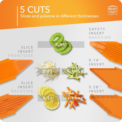 Mandoline Food Slicer V1 (Profi Set) by Reston Lloyd • V-Slicer with 4 Inserts, Docking Station & Food Holder • Made in Germany • Fruit & Vegetable Chopper • Multiple Settings • Color: White