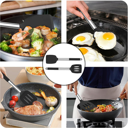Kitchen Utensils, 4 PCS Silicone Cooking Utensils Spatula Spoon Set