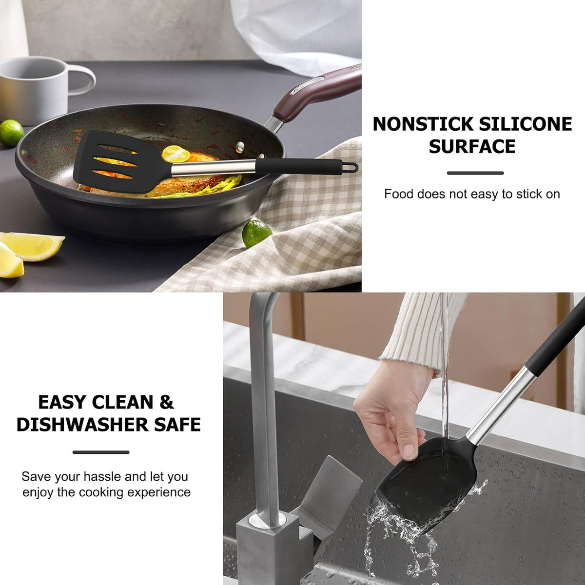Kitchen Utensils, 4 PCS Silicone Cooking Utensils Spatula Spoon Set
