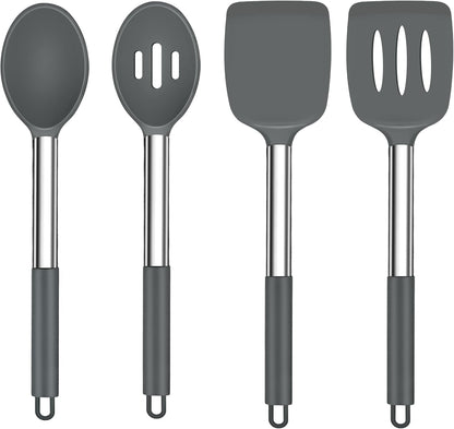 Kitchen Utensils, 4 PCS Silicone Cooking Utensils Spatula Spoon Set