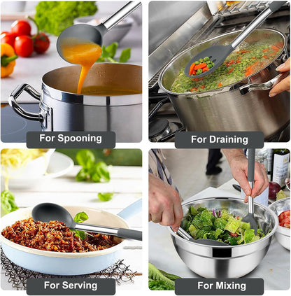 Kitchen Utensils, 4 PCS Silicone Cooking Utensils Spatula Spoon Set
