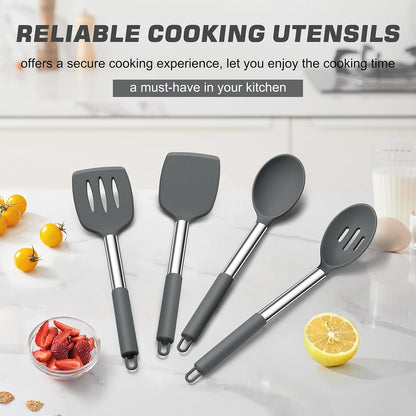 Kitchen Utensils, 4 PCS Silicone Cooking Utensils Spatula Spoon Set