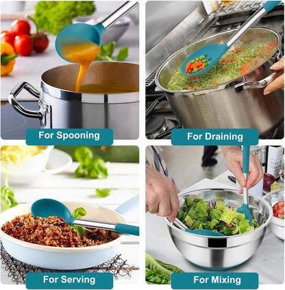 Kitchen Utensils, 4 PCS Silicone Cooking Utensils Spatula Spoon Set