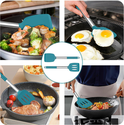 Kitchen Utensils, 4 PCS Silicone Cooking Utensils Spatula Spoon Set