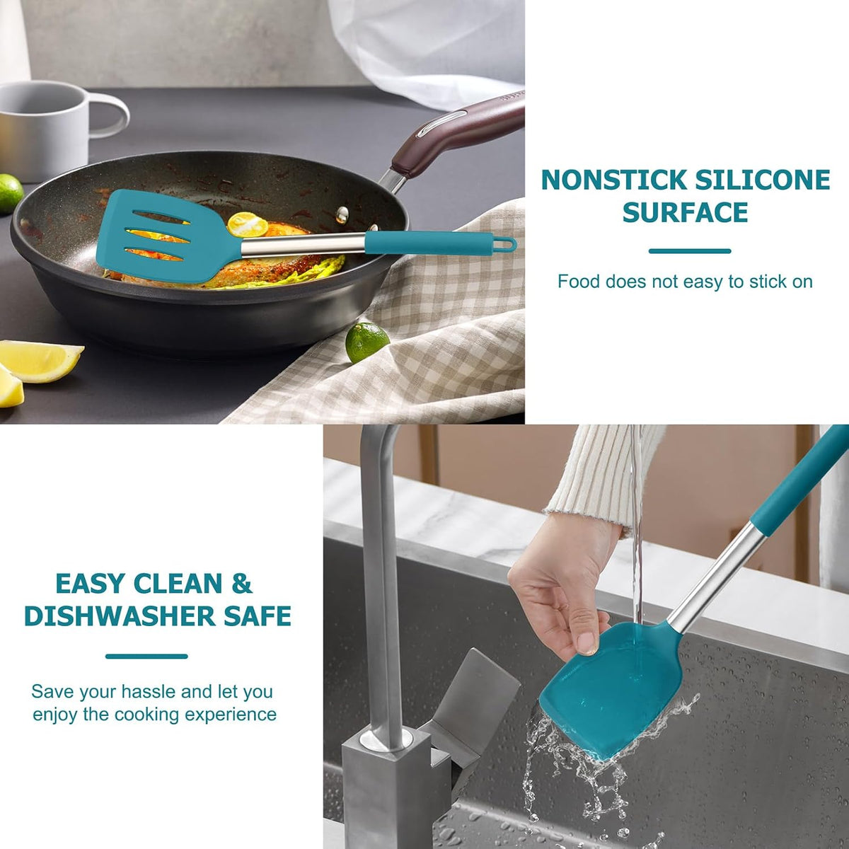 Kitchen Utensils, 4 PCS Silicone Cooking Utensils Spatula Spoon Set