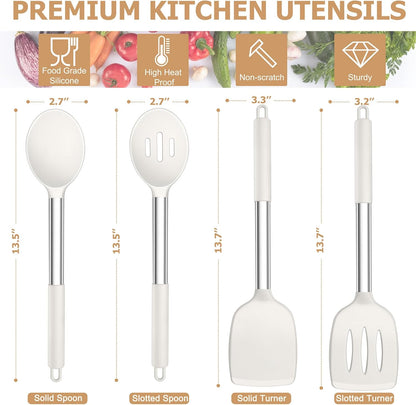 Kitchen Utensils, 4 PCS Silicone Cooking Utensils Spatula Spoon Set