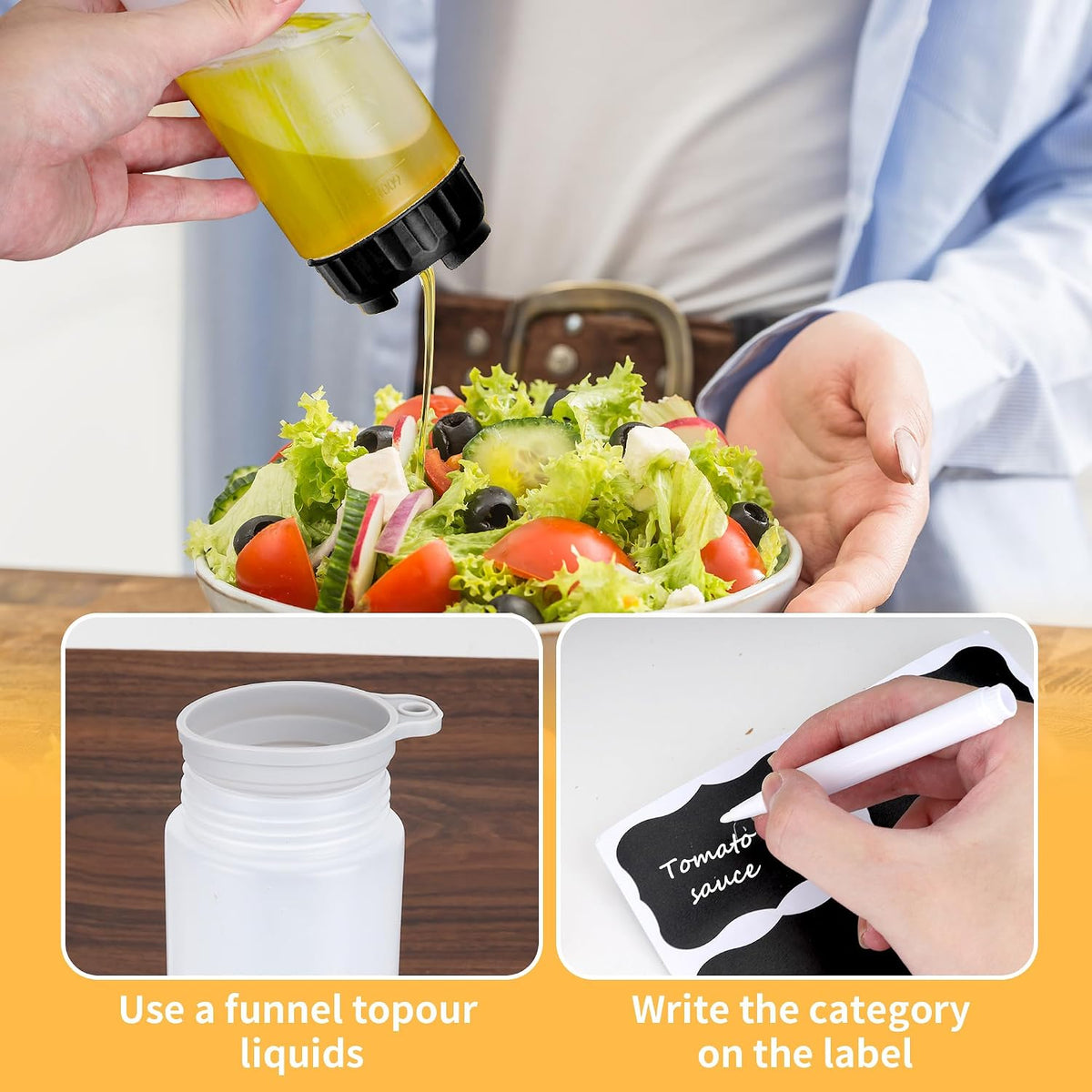 4pcs Inverted Condiment Squeeze Bottles, Leak-Proof Refillable Sauce Container for All Types Liquid, Plastic 24OZ FIFO Squeeze Dispenser for Ketchup Mustard Mayo Honey Syrup Oil