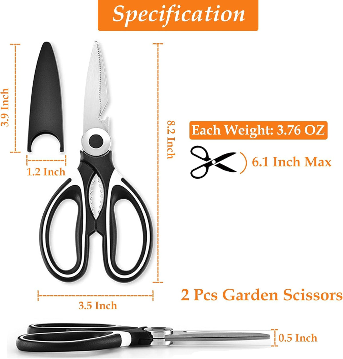 2 Pcs Multifunctional Garden Shears Flower Scissors