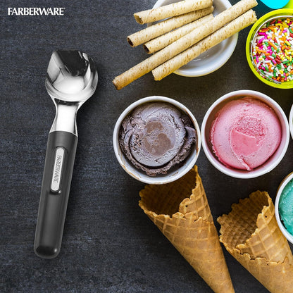 Professional Ice Cream Scoop, Comfortable Handle, Heavy Duty, Professional Grade Scooper, Get Perfect Shape Scoops, Great for Spooning Frozen Hard Gelato and Sorbet, Cookie Dough, Melon