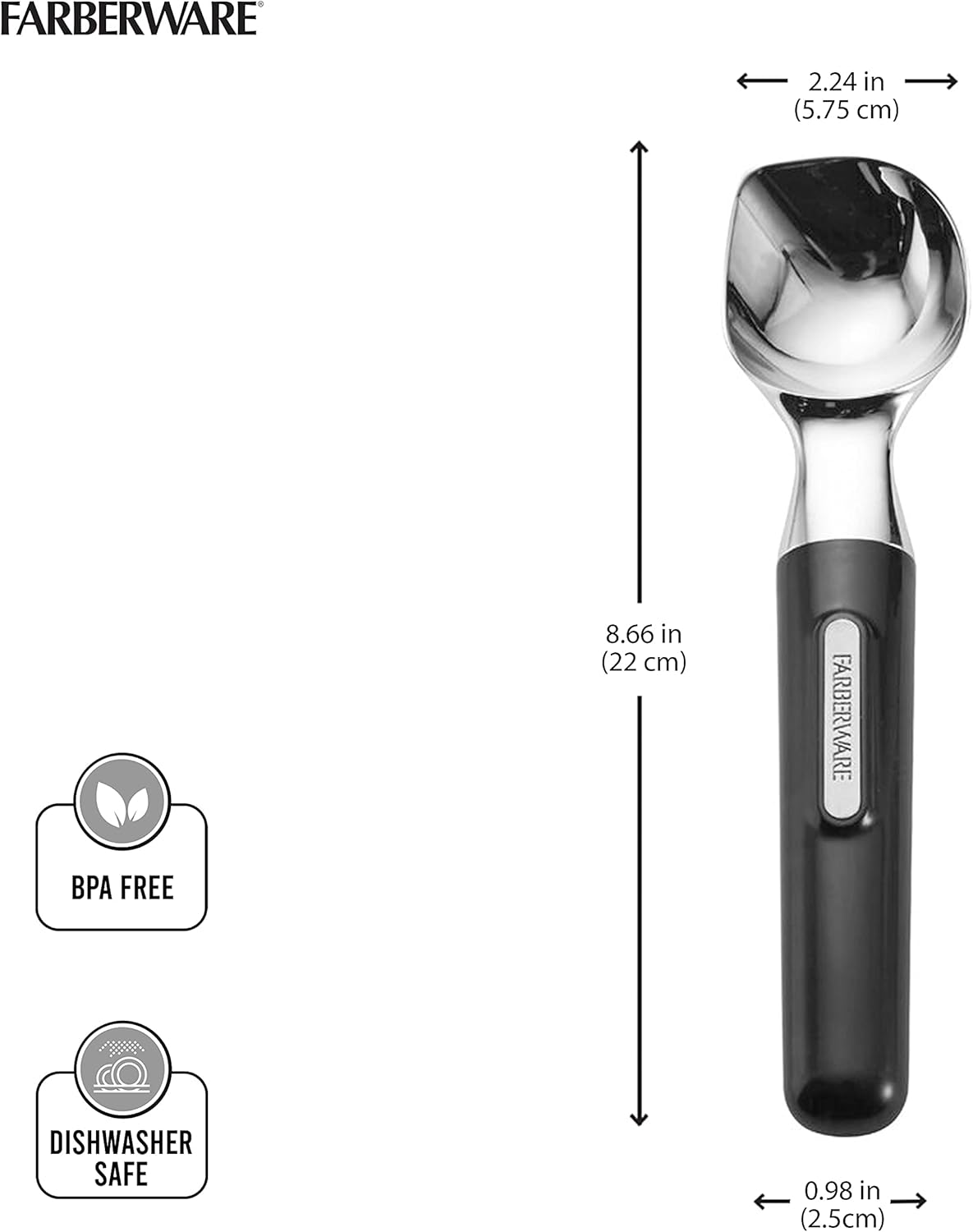 Professional Ice Cream Scoop, Comfortable Handle, Heavy Duty, Professional Grade Scooper, Get Perfect Shape Scoops, Great for Spooning Frozen Hard Gelato and Sorbet, Cookie Dough, Melon
