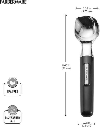 Professional Ice Cream Scoop, Comfortable Handle, Heavy Duty, Professional Grade Scooper, Get Perfect Shape Scoops, Great for Spooning Frozen Hard Gelato and Sorbet, Cookie Dough, Melon