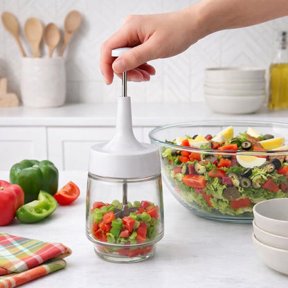 Kitchen Old Fashioned Onion Chopper, Glass, 18/8 Stainless Steel Plane-Edge Blades For Onions, Eggs, Product, Nuts