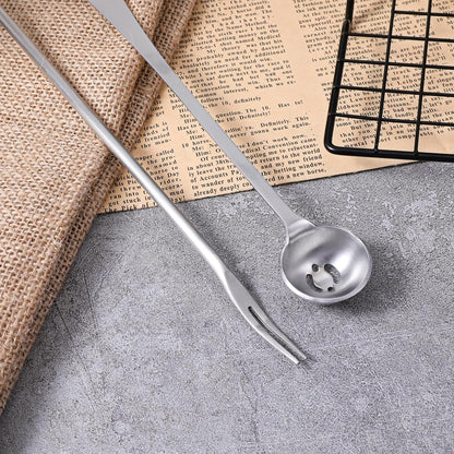 4 Pack Olive Spoon and Pickle Fork Olive Spoons with Drain Holes Stainless Steel Long Handle Food Picker for Pickle Jars Serving Spoon and Fork Set for Olives Pickles Cucumber Onion
