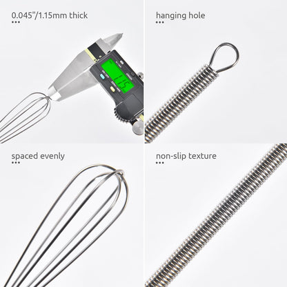 7" Mini Whisk for Cooking: 18/8 Stainless Steel Small Metal Kitchen Wisk, Tiny Hand Mixing Tool for Coffee, Egg, Sauce, 6-Wires Compact Head for Baking, Beating in Bowl, Mug, Jar (Set of 2)