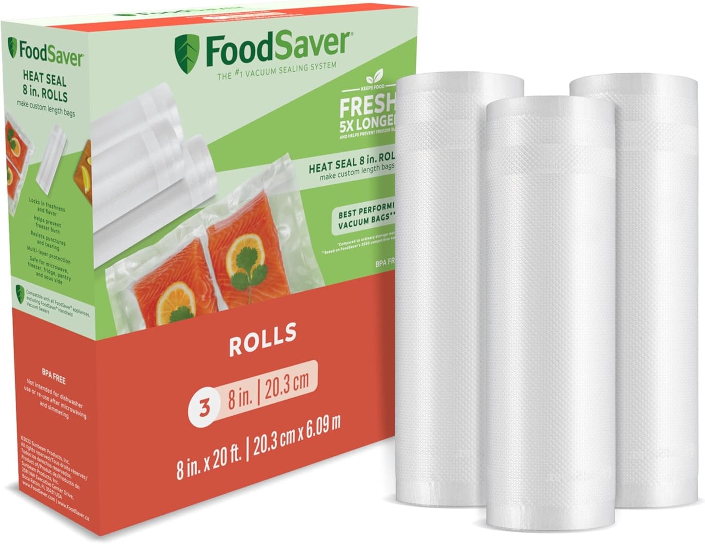 Custom Length Vacuum Sealer Bags Multipack, 5 Count Rolls for Airtight Food Storage and Sous Vide - Compatible with , 8 (2 Pack) and 11 (3 Pack)