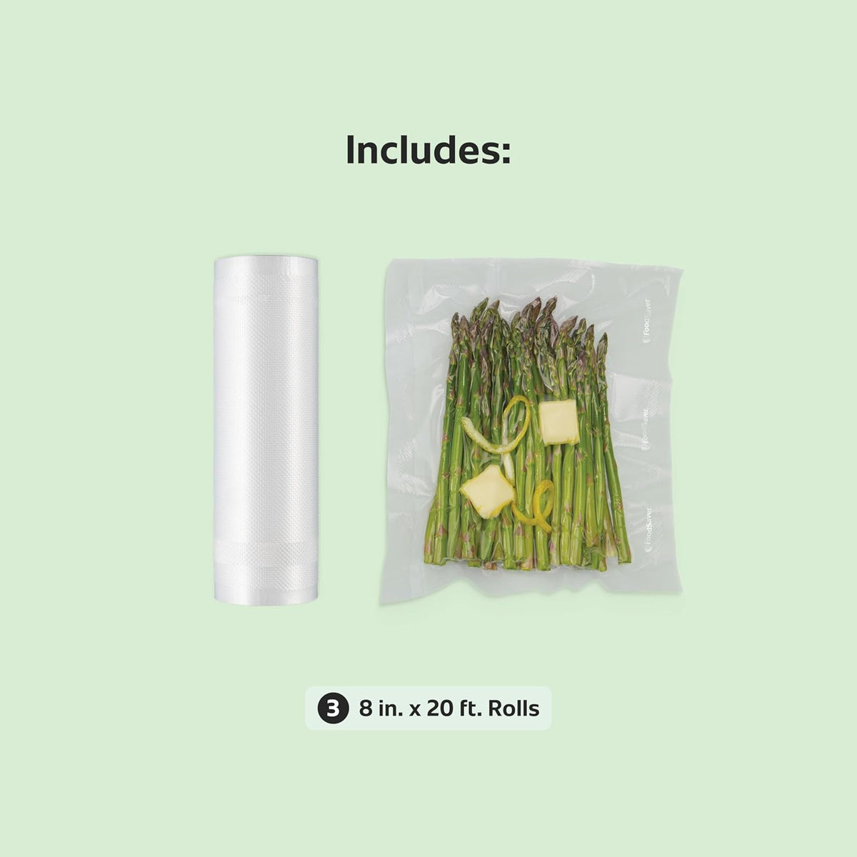Custom Length Vacuum Sealer Bags Multipack, 5 Count Rolls for Airtight Food Storage and Sous Vide - Compatible with , 8 (2 Pack) and 11 (3 Pack)