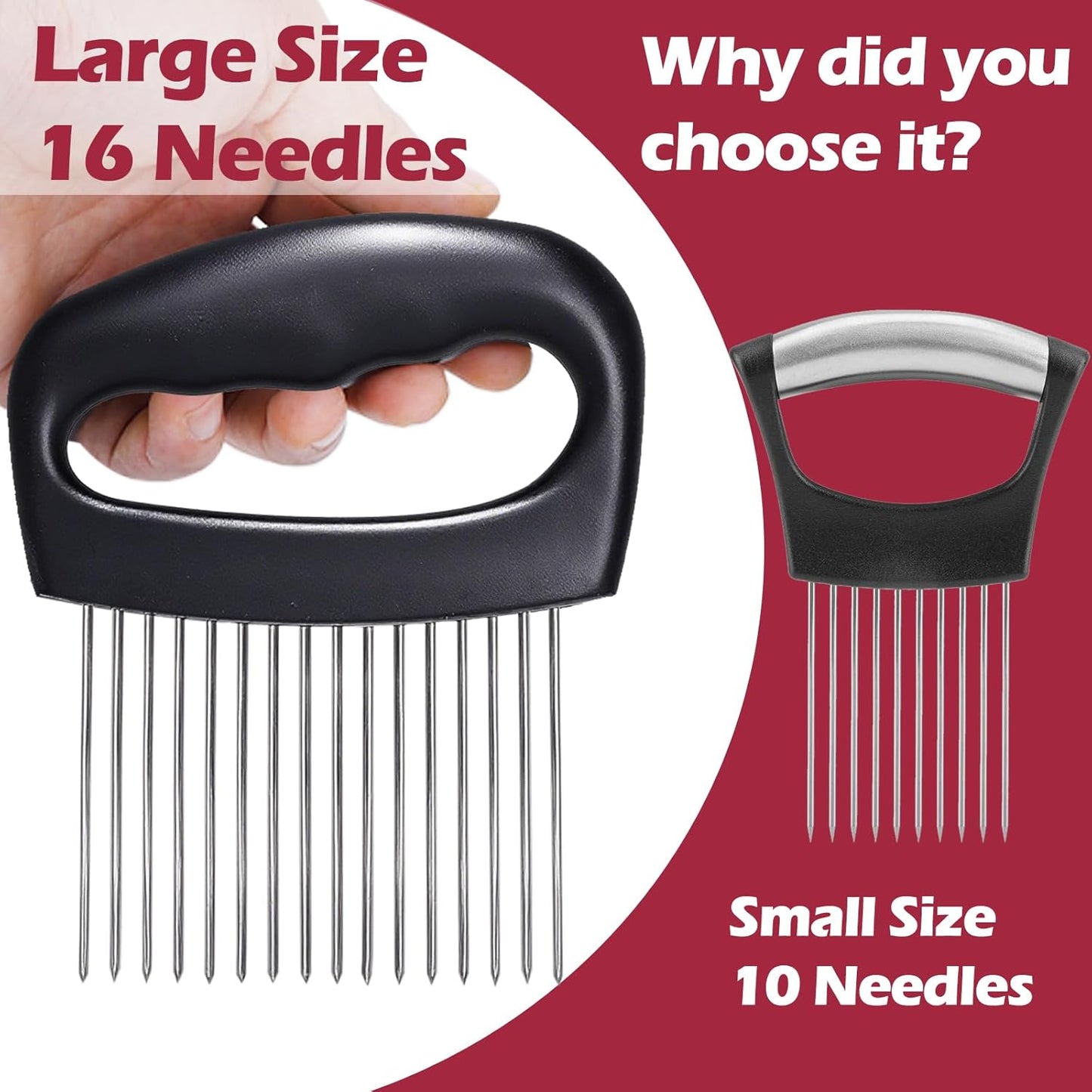 Extra-Large Onion Holder for Slicing, 304 Stainless Steel | 14 Long Needles, Onions Cutter Vegetable Chopper, Tomato Cutter Slicer, Kitchen Gadgets for Evenly Slicing