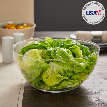 Vista Clear Plastic Salad and Serving 10-inch Bowls | set of 3 | Reusable, BPA-free, Made in the USA | 135 oz. capacity