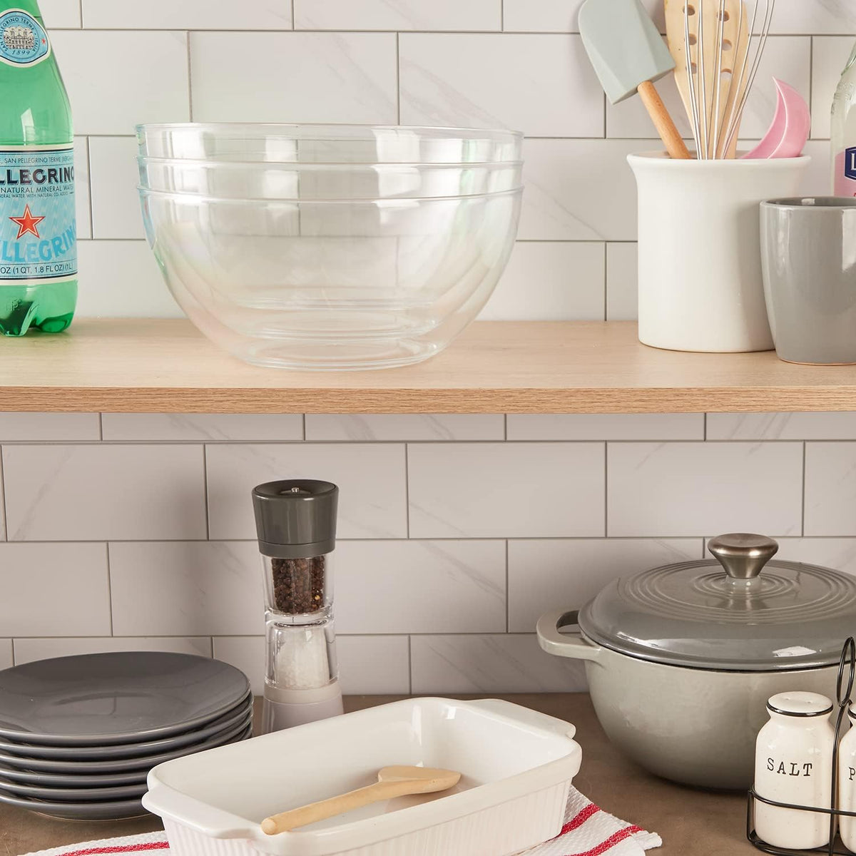Vista Clear Plastic Salad and Serving 10-inch Bowls | set of 3 | Reusable, BPA-free, Made in the USA | 135 oz. capacity