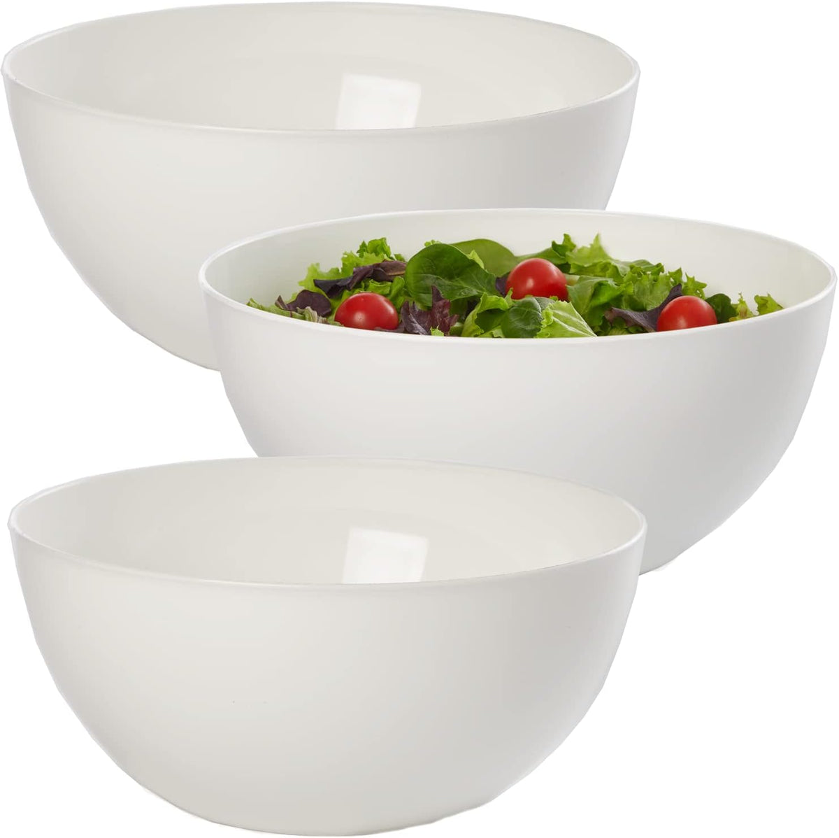 Vista Clear Plastic Salad and Serving 10-inch Bowls | set of 3 | Reusable, BPA-free, Made in the USA | 135 oz. capacity
