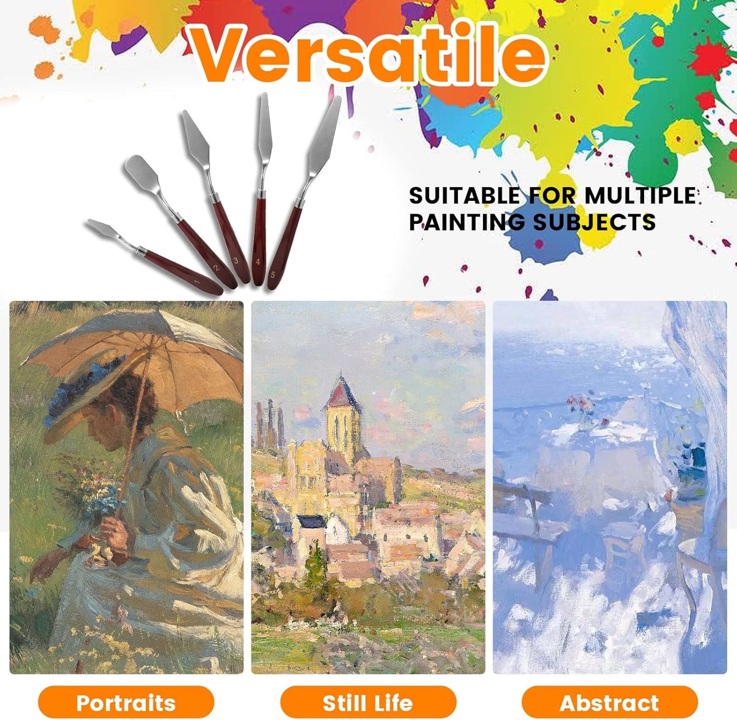 10PCS Palette Knife, Stainless Steel Painting Knife Set, Flexible Spatula Pallet Knife, Metal Artist Knives, Oil Painting Accessories Color Mixing Scraper for Oil, Canvas, Acrylic Painting