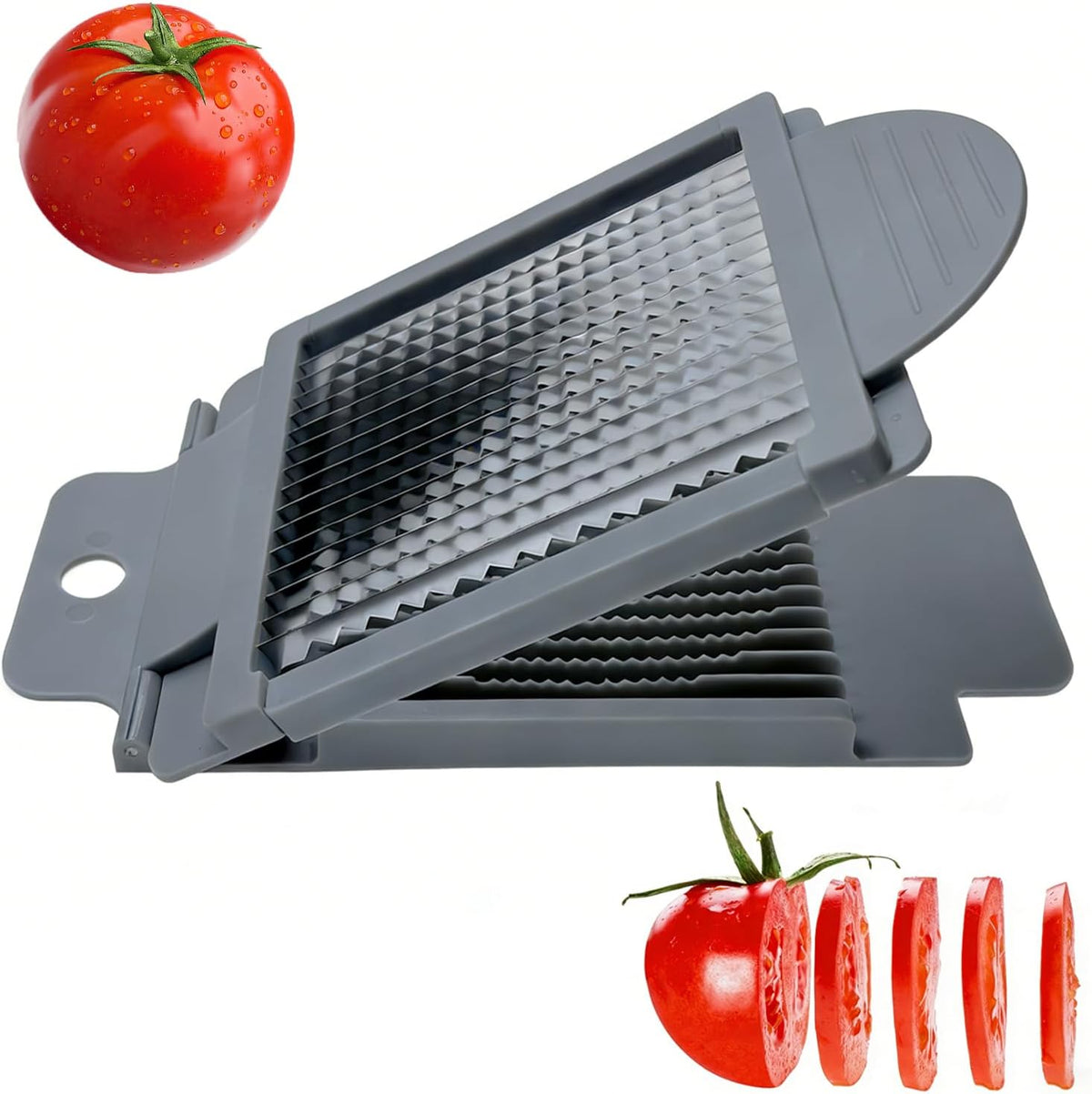 Stainless Steel Tomato Slicer, Tomato Cutter, 15 Blades | Efficient & Multifunctional Kitchen Tool, For Fruit, Vegetable, Easy Clean & Quick Salad Maker