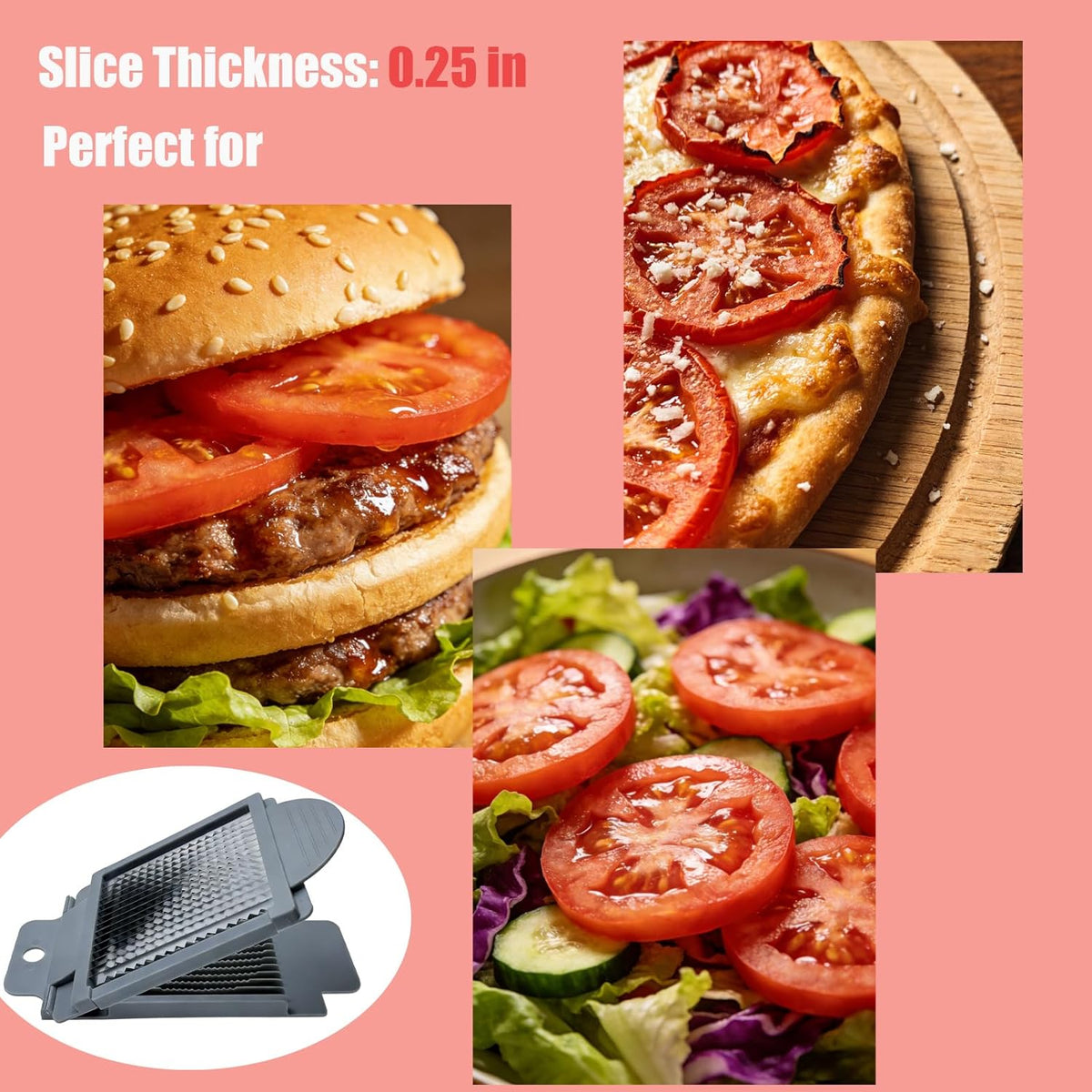 Stainless Steel Tomato Slicer, Tomato Cutter, 15 Blades | Efficient & Multifunctional Kitchen Tool, For Fruit, Vegetable, Easy Clean & Quick Salad Maker