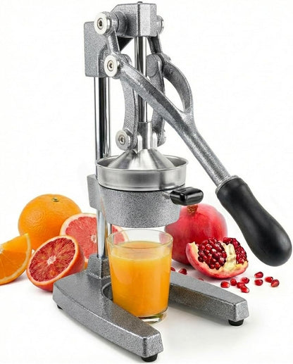 Ultra-Premium Cast Iron Juicer | Extra-Large, Heavy Duty, Commercial Grade, Stainless Steel Manual Hand Press Citrus Squeezer For Fresh Orange Juice, Pomegranate, Lemon, and Much More (Black)