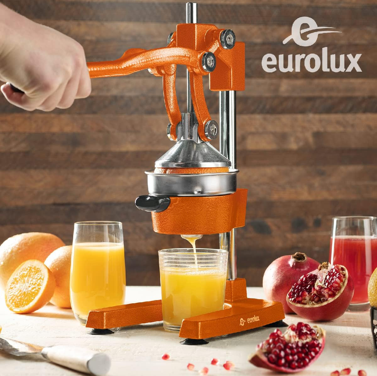 Ultra-Premium Cast Iron Juicer | Extra-Large, Heavy Duty, Commercial Grade, Stainless Steel Manual Hand Press Citrus Squeezer For Fresh Orange Juice, Pomegranate, Lemon, and Much More (Black)