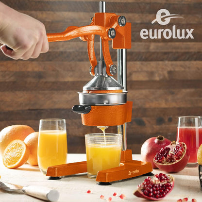 Ultra-Premium Cast Iron Juicer | Extra-Large, Heavy Duty, Commercial Grade, Stainless Steel Manual Hand Press Citrus Squeezer For Fresh Orange Juice, Pomegranate, Lemon, and Much More (Black)