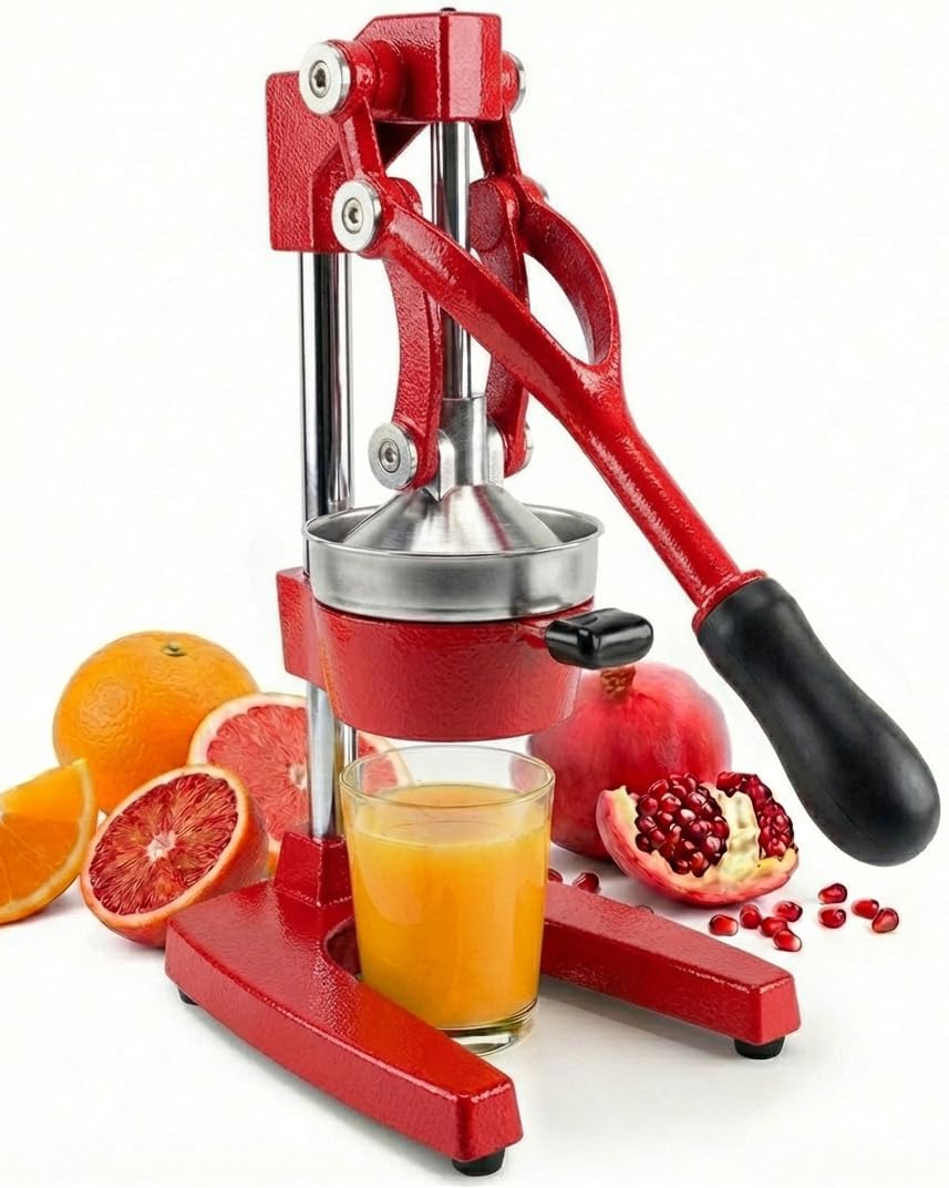 Ultra-Premium Cast Iron Juicer | Extra-Large, Heavy Duty, Commercial Grade, Stainless Steel Manual Hand Press Citrus Squeezer For Fresh Orange Juice, Pomegranate, Lemon, and Much More (Black)