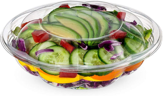[18 oz. - 50 Count Clear Plastic Salad Bowls with Lids, Disposable Salad Containers - Perfect for Takeout, Salads, and Meal Prep (Formerly Comfy Package)