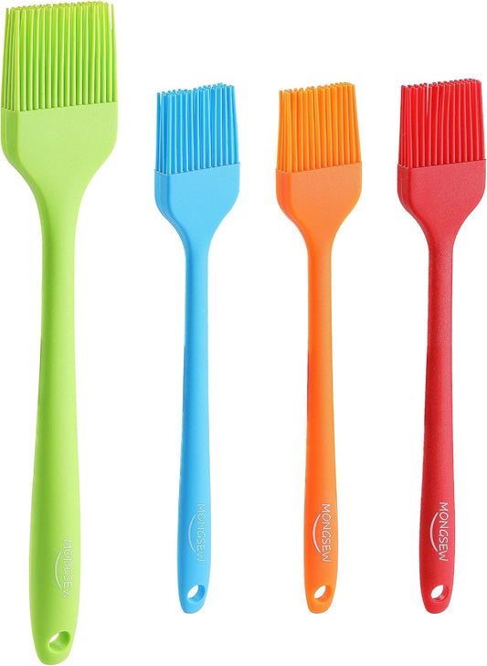 4PCS Silicone Basting Pastry Brush, Heat Resistant Food Brush Spread Oil Butter Sauce for BBQ Grill Baking Kitchen Cooking, BPA Free, Dishwasher Safe (Multicolor, 4 Pcs)