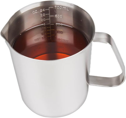 Stainless Steel Measuring Cup (16 Ounce/ 0.5 Liter- 2 Cup), Milk Frothing Pitcher, Steaming Pitcher, Milk Frothing Cup Jug with Marking with Handle for Espresso Machines, Latte Art