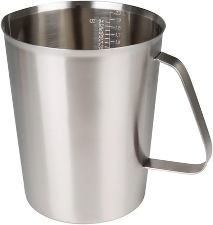 Stainless Steel Measuring Cup (16 Ounce/ 0.5 Liter- 2 Cup), Milk Frothing Pitcher, Steaming Pitcher, Milk Frothing Cup Jug with Marking with Handle for Espresso Machines, Latte Art