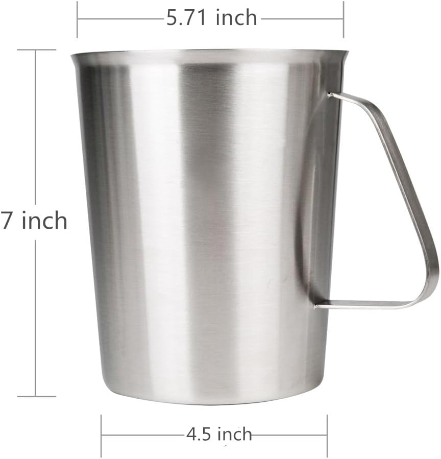 Stainless Steel Measuring Cup (16 Ounce/ 0.5 Liter- 2 Cup), Milk Frothing Pitcher, Steaming Pitcher, Milk Frothing Cup Jug with Marking with Handle for Espresso Machines, Latte Art