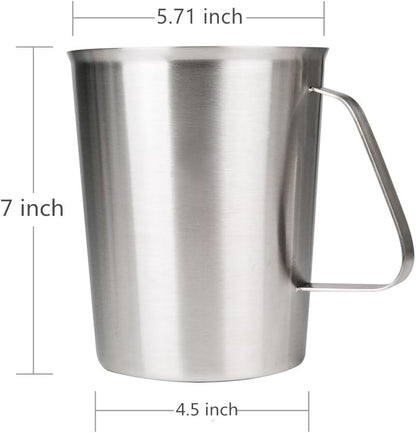 Stainless Steel Measuring Cup (16 Ounce/ 0.5 Liter- 2 Cup), Milk Frothing Pitcher, Steaming Pitcher, Milk Frothing Cup Jug with Marking with Handle for Espresso Machines, Latte Art
