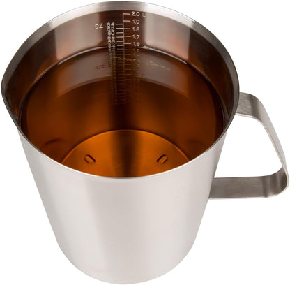 Stainless Steel Measuring Cup (16 Ounce/ 0.5 Liter- 2 Cup), Milk Frothing Pitcher, Steaming Pitcher, Milk Frothing Cup Jug with Marking with Handle for Espresso Machines, Latte Art