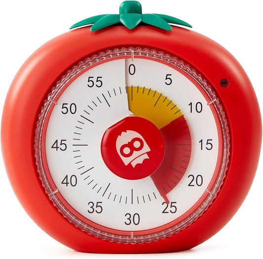 Magnetic Visual Timer, 60-Minute Countdown for Kitchen Classroom Homework | 4-Color Zone Dial with Cute Design, Kids Timer with Pomodoro Mode Time Management Tool for ADHD, Cooking & Baking
