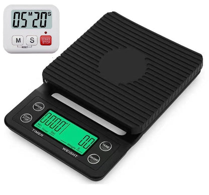 0.1g Precision Coffee Scale 3kg Digital Scale for Kitchen Use (Black)