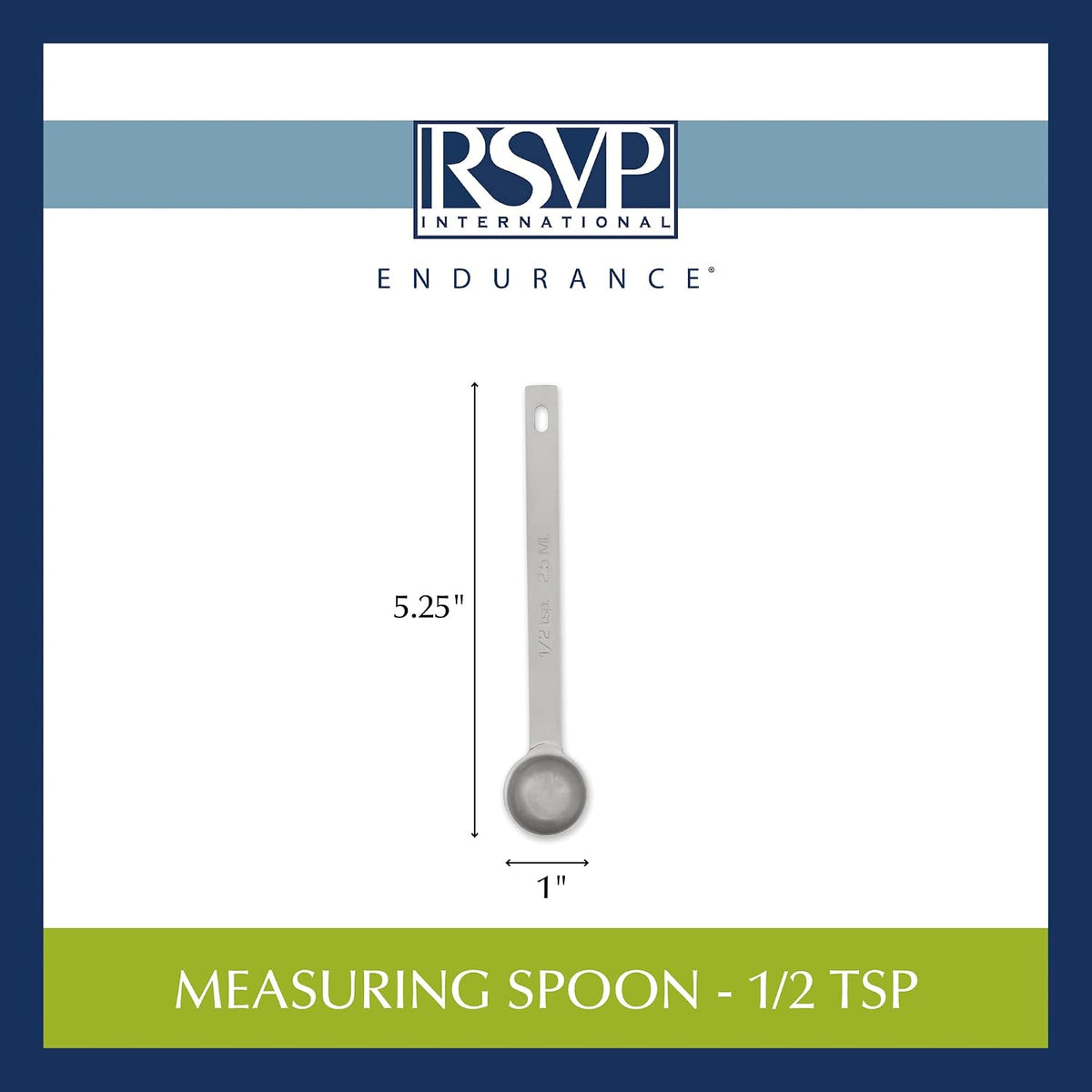 Endurance Kitchen Collection Open Stock Measuring Spoon, Stainless Steel, Dishwasher Safe, 0.5-Teaspoon